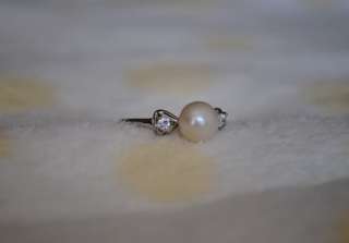 925 Sterling Silver White Pearl Promise Ring #5,6,7,8  