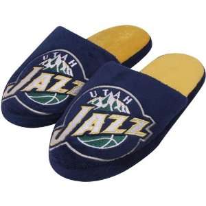   : Utah Jazz Navy Blue Gold Big Logo Slide Slippers: Sports & Outdoors