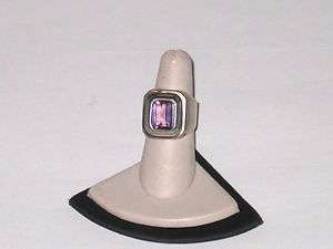 HEAVY Sterling Silver Ring with large Amethyst Stone  