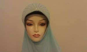 Sequin Amira Hijab Abaya Scarf Muslim Ladies Women Girls Silver Blue 