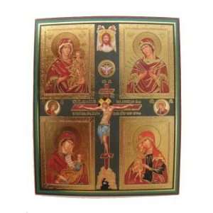 CRUCIFIXION Jesus Christ & 4 THEOTOKOS Virgin Mary (Orthodox Christian 