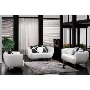  2946   White Bonded Leather Sofa Set: Home & Kitchen