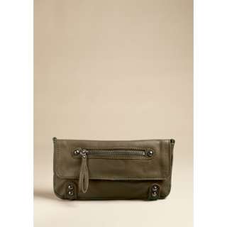 NWT $195 LINEA PELLE Dylan GREEN Convertible CLUTCH CROSSBODY Handbag 