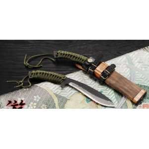 Kanetsune Asobi Fixed w/5.91 Damascus Kukri Style Blade & Cord Wrap 