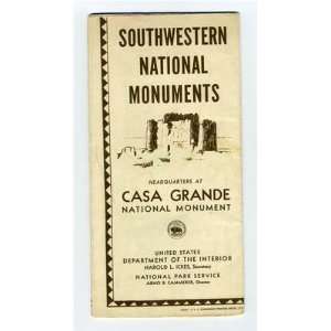 Southwestern National Monuments Brochure & Map 1937 Casa 