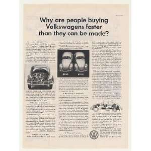 1959 VW Volkswagen Beetle People Buy Faster Than Made Print Ad (45071)