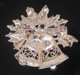 Christmas bell Brooch Pin W Swarovski Crystals P224  