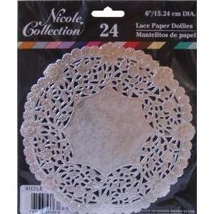 Doilies & Cardboard Trays  6 Lace Paper Doilies   Silver  