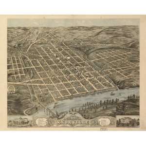   Map Birds eye view of the city of Knoxville, Knox County, Tennessee