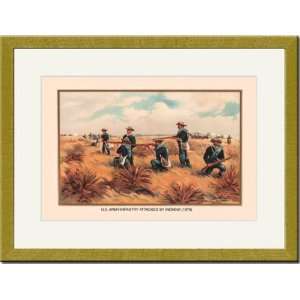   Matted Print 17x23, Infantry Attacked by Indians, 1876