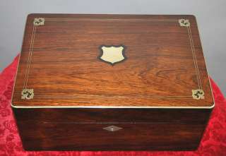 ANTIQUE ENGLISH VICTORIAN INLAID SEWING JEWELRY BOX  