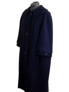 Fabulous Vintage 50s Navy Wool Coat 3/4 Length Sleeves  