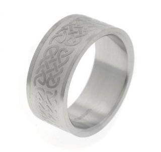 10mm Wide Embossed Celtic Knot Pattern Titanium Wedding Band Ring Size 