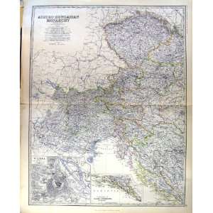 AUSTRO HUNGARIAN MONARCHY WESTERN JOHNSTON ANTIQUE MAP 1883 VIENNA 