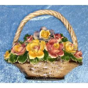  Capodimonte Hanging Flower Basket Wall Plaque Baby
