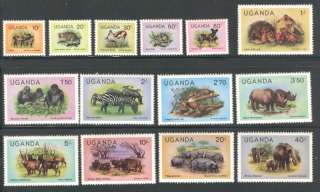 AFRICAN FAUNA ANIMALS ON UGANDA 1979 Sc 279 292 MNH  