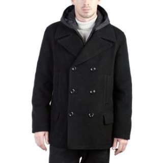  BGSD Mens Cashmere Blend Pea Coat with Removable Hood Clothing