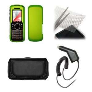  Motorola I296 Black Leather Carrying Case + Neon Green 