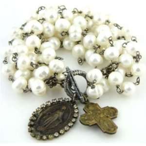  New Twiggs Pearl Virgin Mary Cross Charms Bracelet 