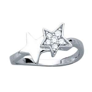   Clear Cubic Zirconia 7 mm Double Star Band Ring   Size 7.5 Jewelry