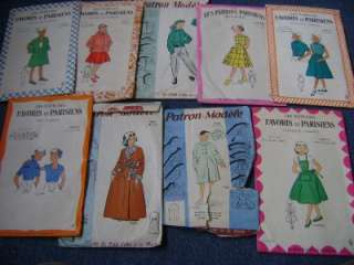 Lot 1950s French girls vintage retro dress making sewing 9 old 