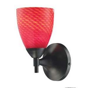  Celina 1 Light Sconce In Dark Rust With Scarlet Red Glass 
