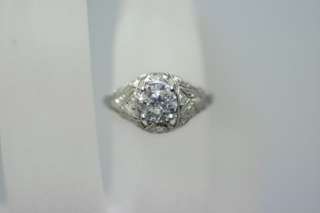 Art Deco 1920s Platinum Filligree 1ct Diamond Ring  
