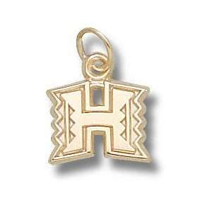  Hawaii Warriors Solid 10K Gold H Logo 3/4 Pendant 