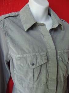 JAMES PERSE gray corduroy & jersey STRETCH military SHIRT $175 NWT 