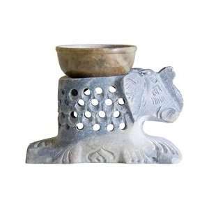   Soapstone Aroma Lamp Elephant   3 ½?H, Kamala Incense