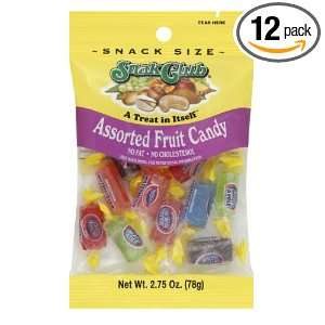 Snak Club Assorted Fruit Candy, 2.75 ounce bags, (Pack of 12)  