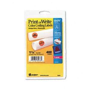    Coding Labels, 1 1/4in dia, Neon Orange, 400/Pack