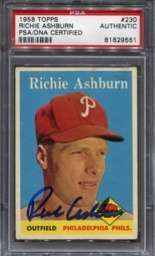 Richie Ashburn 1958 Topps PSA/DNA Slabbed Auto Card  