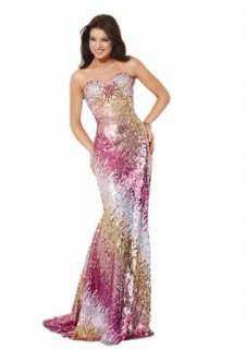  Jovani 73154, Glittering Strapless Sequin Dress With Train 