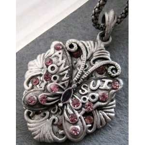  Acrylic Diamond Alloy Metal Butterfly Pendant Necklace 