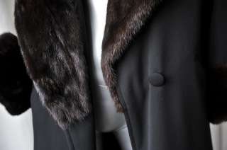 VINTAGE Black MINK+Fur Long REMOVABLE Vest Lining Black Coat Dress 