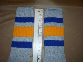 Vintage 1970s Blue/Yellow Striped Grey Tube Socks NOS  