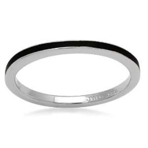  Sterling Silver Black Enamel Stack Ring, Size 7: Jewelry