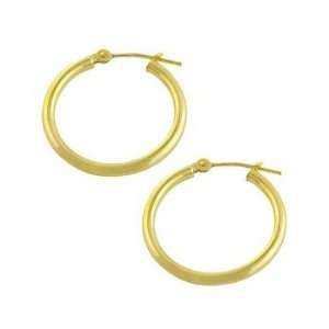  14K Yellow Gold 2 x 20 MM Hoop Earrings Katarina Jewelry