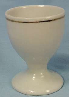 Delicate WHITE w GOLD BAND POTTERY EGG CUP Small  