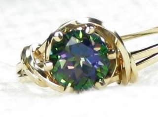 Natural Fire Mystic Topaz Gemstone Ring 14K Rolled Gold  