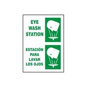 EYE WASH STATION (W/GRAPHIC) (BILINGUAL) Sign   14 x 10 Aluma Lite 