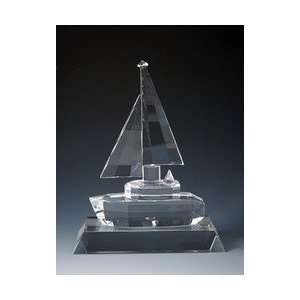    C474    Sail Boat Set optical crystal award/trophy.: Office Products