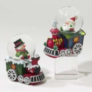   Santa Claus and Snowman Train Christmas Water Globes: Home & Kitchen