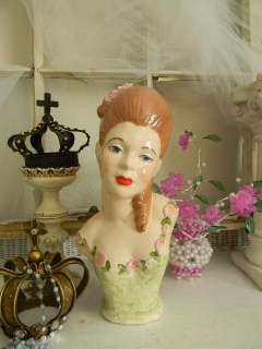 OMG!~Shabby Vintage French Lady Head Bust Torso~Handpainted~Great 
