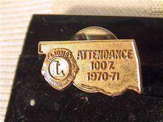 1970 1971 100% Attendence Lions Club New Hampshire Pin  
