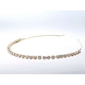  Gold Tone Diamante Tiara Headband Jewelry