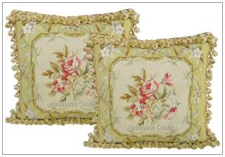 Shabby French Chic Aubusson Cottage Pillow ~ BLUE CREAM  