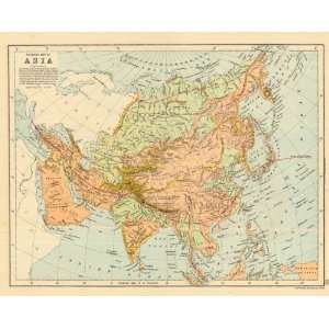  Bartholomew 1877 Antique Physical Map of Asia Office 