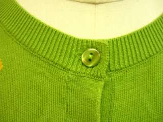 August Silk lawn green argyle cardigan sweater size L  